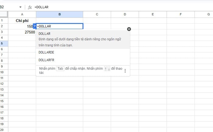 Hàm DOLLAR trong Google Sheets| Hướng dẫn sử dụng từ A-Z 6 Cú pháp và các tham số