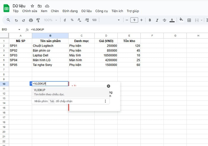 Hàm XLOOKUP trong Google Sheets| Hướng dẫn sử dụng từ A-Z 5 Hàm XLOOKUP trong Google Sheets