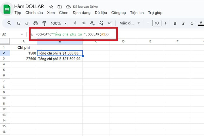 Hàm DOLLAR trong Google Sheets| Hướng dẫn sử dụng từ A-Z 16 Kết hợp hàm DOLLAR