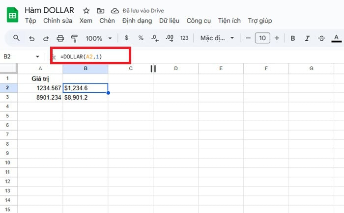 Hàm DOLLAR trong Google Sheets| Hướng dẫn sử dụng từ A-Z 10 hàm DOLLAR tùy chỉnh số