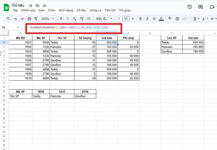 Hàm VLOOKUP và HLOOKUP trong Google Sheets| Hướng dẫn sử dụng từ A-Z 14 VLOOKUP dò theo chiều dọc