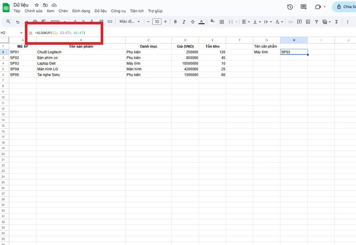 Hàm XLOOKUP trong Google Sheets| Hướng dẫn sử dụng từ A-Z 10 Tra cứu từ phải sang trái