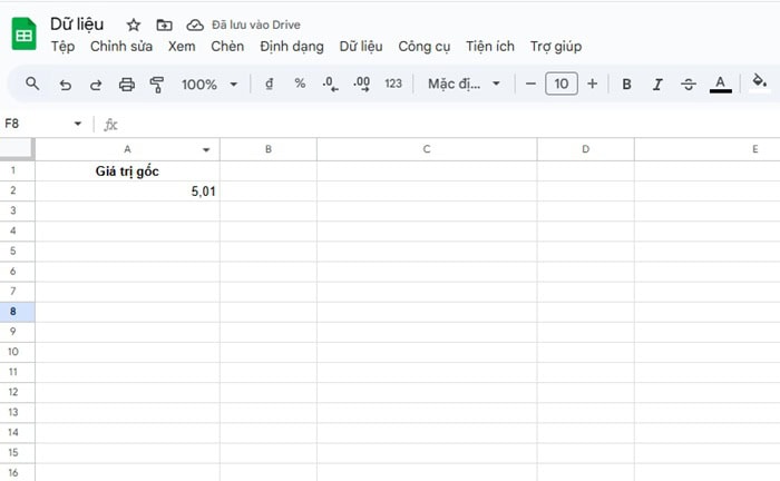 Hàm ROUNDUP trong Google Sheets| Hướng dẫn cách dùng cho Newbie 14 bảng dữ liệu gốc