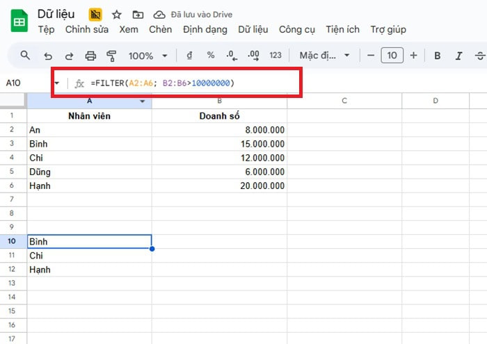 Cách kết hợp hàm FILTER với hàm COUNTA trong Google Sheets nhanh 7 Cú pháp hàm FILTER