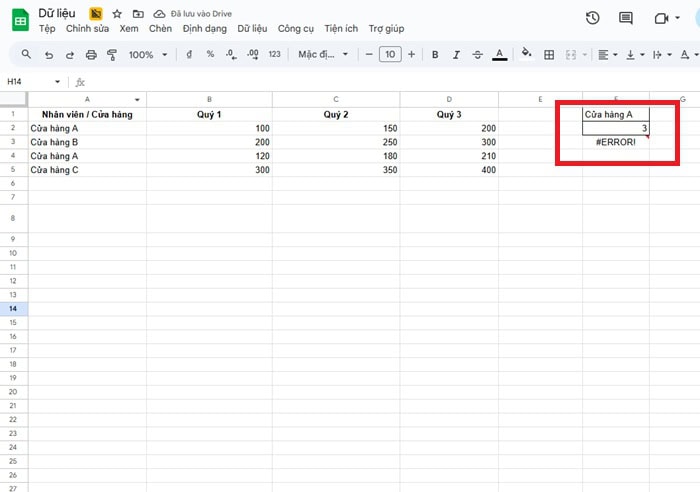 Cách kết hợp hàm INDEX và hàm SUMIF trong Google Sheets 14 Lỗi #ERROR