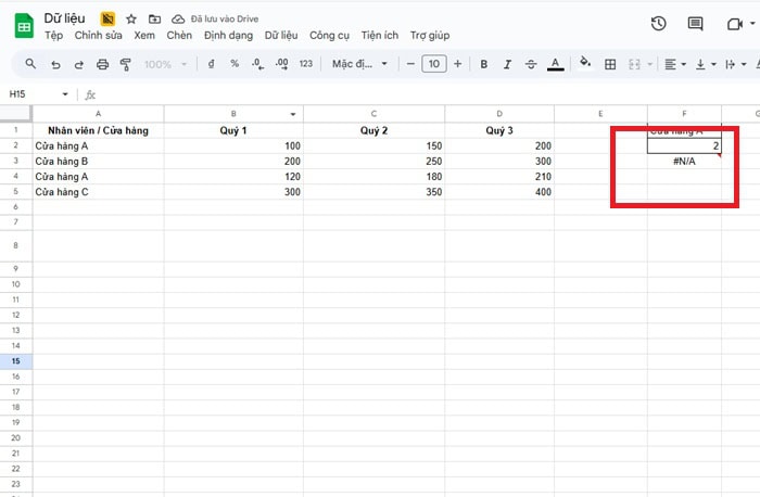 Cách kết hợp hàm INDEX và hàm SUMIF trong Google Sheets 13 Lỗi #N/A