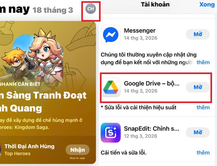 Lỗi Google Drive không đồng bộ trên iPhone? Nguyên nhân và cách khắc phục hiệu quả 14 nhấn vào nút Cập nhật