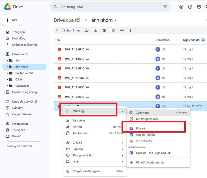 Cách chỉnh sửa ảnh bằng Picsart trên Google Drive nhanh chóng và dễ dàng 12 Mở ảnh bằng Picsart