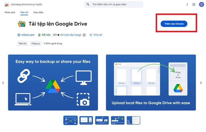 Cách tải tập tin vào Google Drive với extension nhanh nhất, đơn giản 15 Thêm vào Chrome