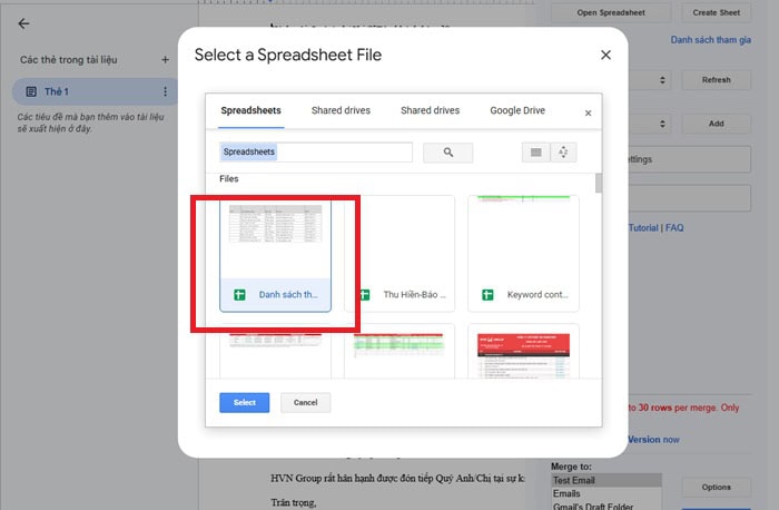Mail Merge trong Google Docs: Hướng dẫn từ cơ bản đến nâng cao 13 Kết nối dữ liệu