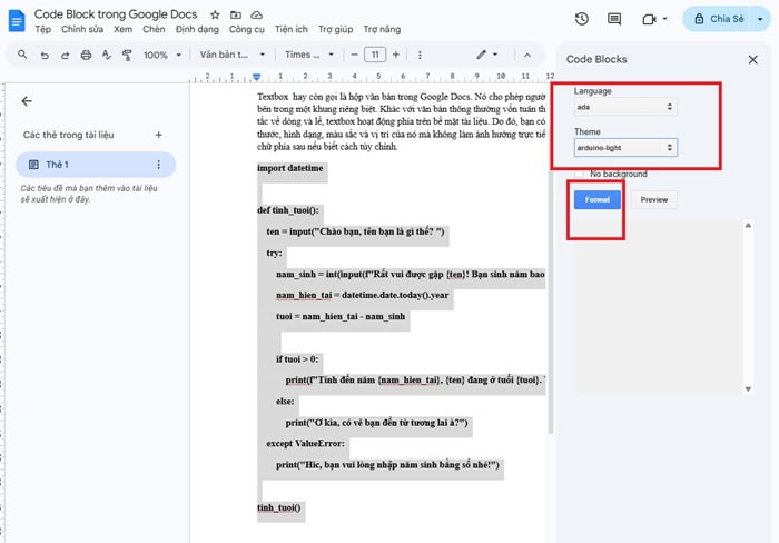 Code Block trong Google Docs | Hướng dẫn chi tiết cách dùng từ A-Z 18 nhấn nút Format