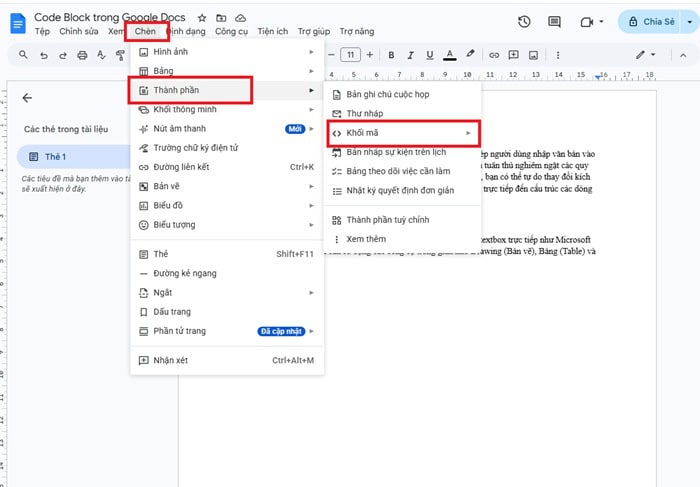 Code Block trong Google Docs | Hướng dẫn chi tiết cách dùng từ A-Z 8 chọn mục Khối mã