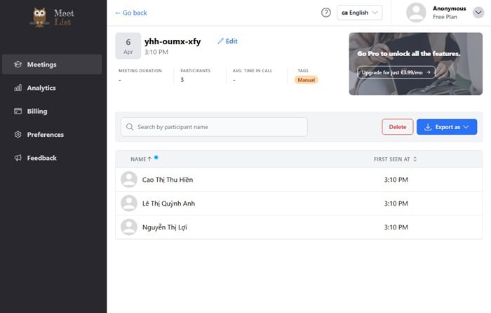 Cách xem các thành viên tham gia Google Meet đầy đủ & dễ hiểu nhất 14 xuất file Excel
