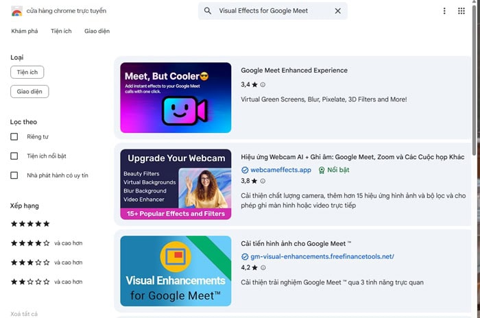 Google Meet Extension là gì? Top các tiện ích bổ sung không thể bỏ lỡ 9 hiệu ứng hình ảnh và tương tác
