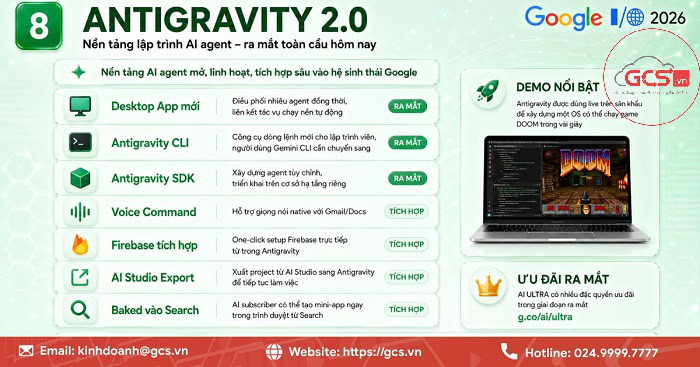 Sự kiện Google I/O 2026 | 12 Công bố quan trọng nhất 13 Nền tảng lập trình đột phá Antigravity