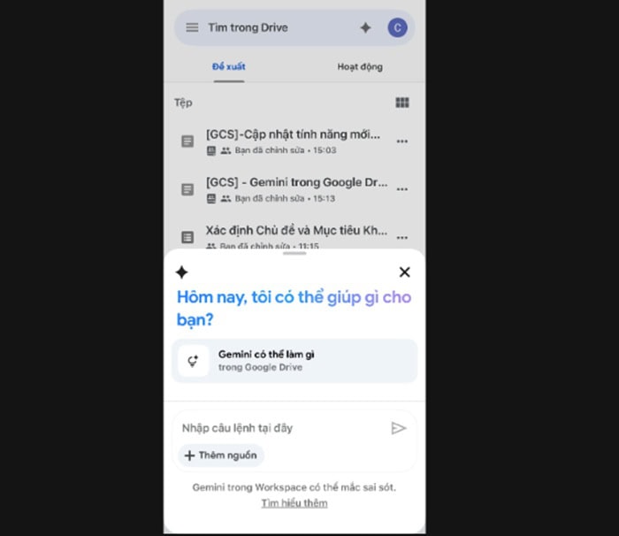 Gemini trong Google Drive là gì? Điều kiện kích hoạt, cách dùng và ví dụ 11 giao diện trò chuyện với Gemini