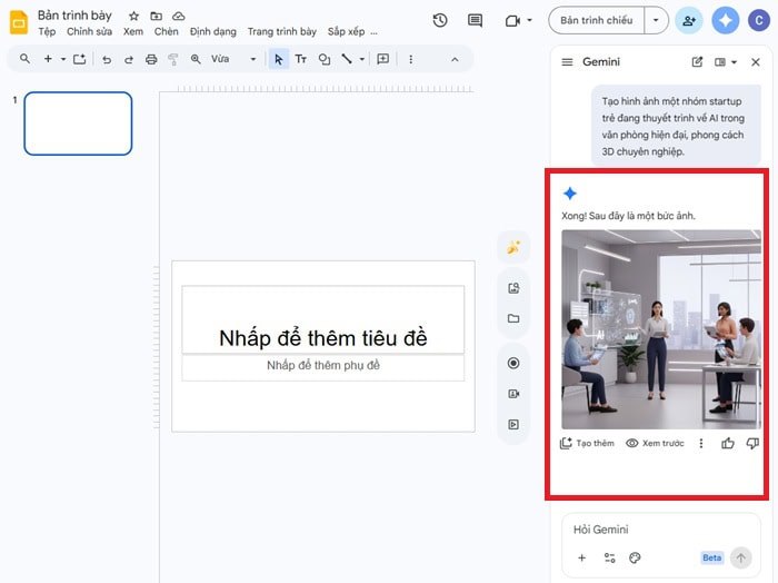 Gemini trong Google Slides: Điều kiện kích hoạt, tính năng và cách dùng 9 Tạo ra hình ảnh độc đáo