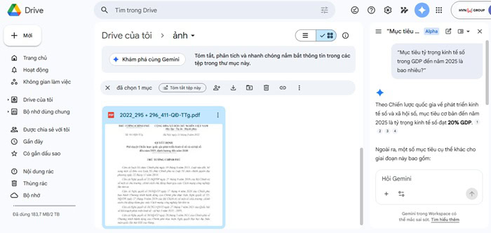Gemini trong Google Drive là gì? Điều kiện kích hoạt, cách dùng và ví dụ 13 Hỏi đáp nội dung