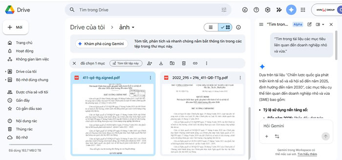 Gemini trong Google Drive là gì? Điều kiện kích hoạt, cách dùng và ví dụ 14 Tìm kiếm thông tin