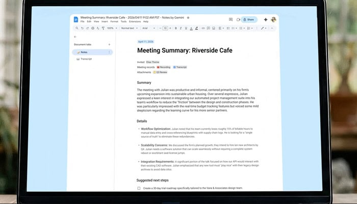 10 Cập nhật mới của Google Workspace Tại Cloud Next‘26 8 Tính năng Take Notes For Me