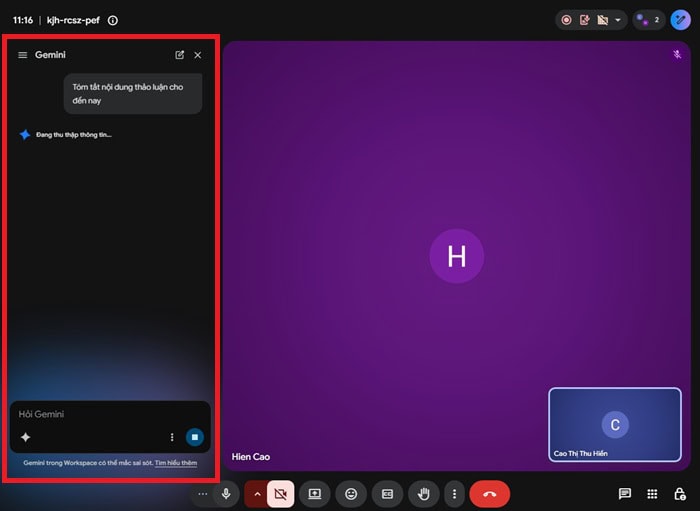 Sử dụng Gemini trong Google Meet từ A–Z | Cách khai thác hiệu quả 11 Mở bảng điều khiển