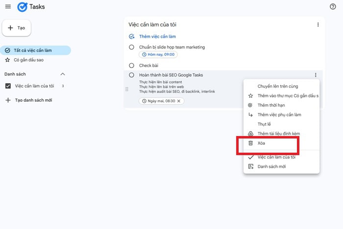 Google Tasks là gì? Tìm hiểu về vai trò, tính năng, ưu nhược điểm và cách dùng 19 biểu tượng ba chấm