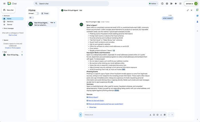 Cập nhật tính năng mới của Google Workspace trong tuần 11/05 - 16/05/2026 12 trợ lý ảo ServiceNow Now Assist Virtual Agent