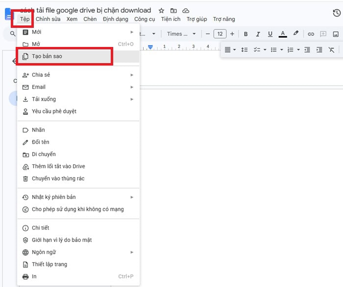 10 Cách tải file Google Drive bị chặn download đơn giản, hiệu quả 7 Tạo bản sao