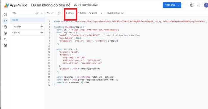 Google Sheets Claude là gì? Tổng quan, tính năng, cách dùng, lỗi dùng lưu ý 13 nhấn nút Chạy