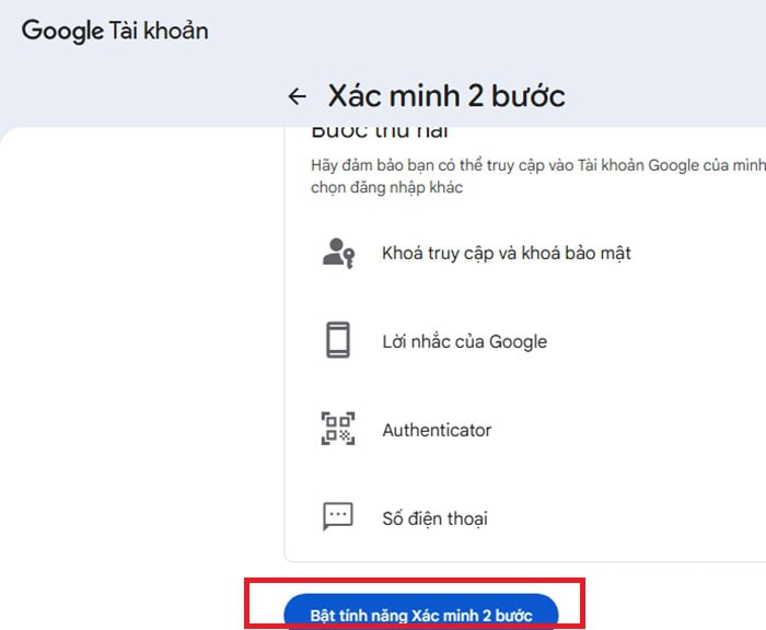 05+ Cách bảo mật Google Drive trên cả máy tính và điện thoại an toàn 6 Bật tính năng