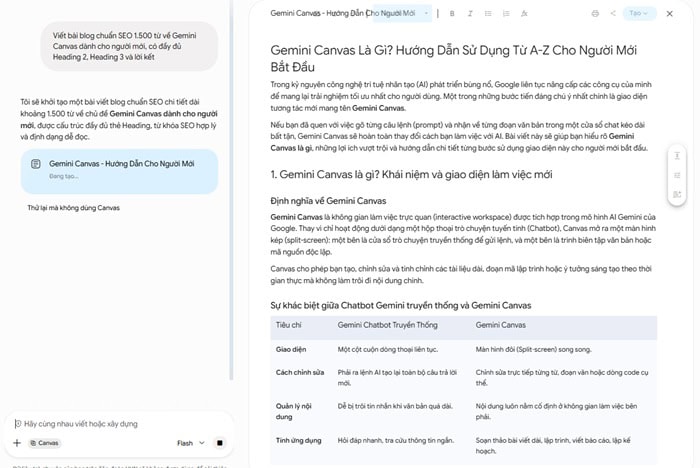 Gemini Canvas là gì? Tổng quan, tính năng, lợi ích, cách sử dụng và lưu ý 10 tinh chỉnh nội dung