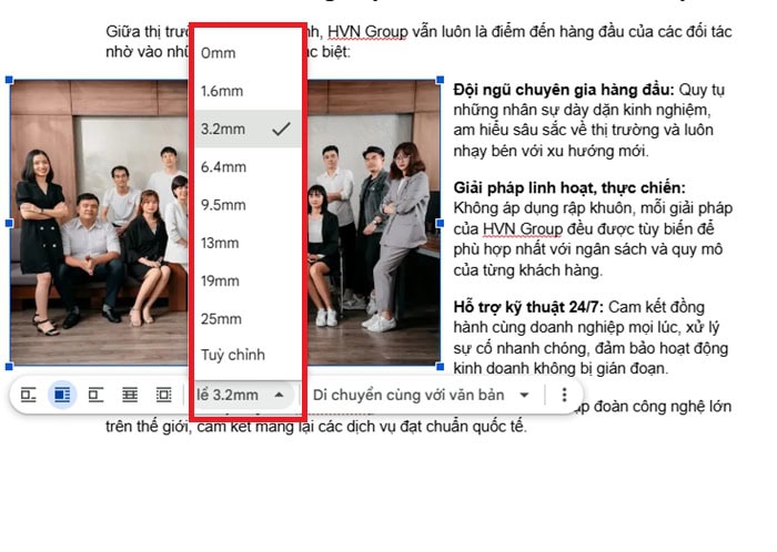 Hướng dẫn cách chỉnh sửa hình ảnh trong Google Docs cơ bản A-Z 12 ô tùy chọn Lề
