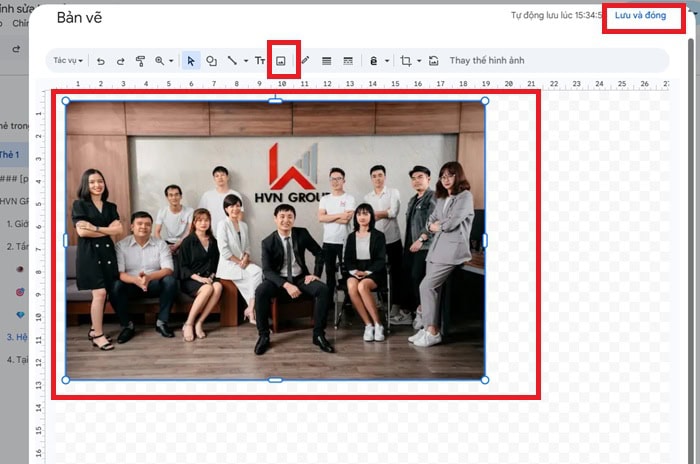 Hướng dẫn cách chỉnh sửa hình ảnh trong Google Docs cơ bản A-Z 18 nhấn Lưu và đóng