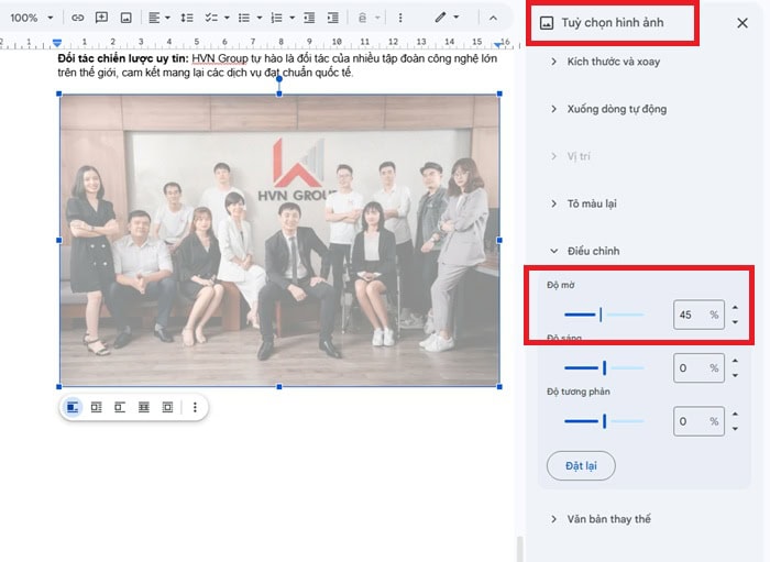 Hướng dẫn cách chỉnh sửa hình ảnh trong Google Docs cơ bản A-Z 16 màu nền trắng