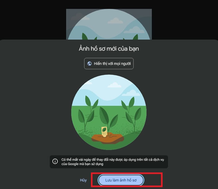Hướng dẫn cách đổi ảnh đại diện trên Google Meet chuyên nghiệp từ A-Z 9 Lưu làm ảnh hồ sơ.