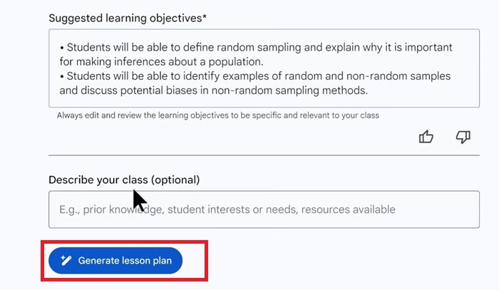 Gemini trong Google Classroom| Tổng quan, lợi ích, tính năng và cách dùng 12 Generate lesson plan