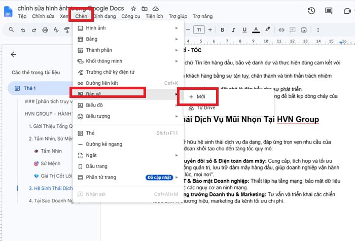 Hướng dẫn cách chỉnh sửa hình ảnh trong Google Docs cơ bản A-Z 17 công cụ Bản vẽ