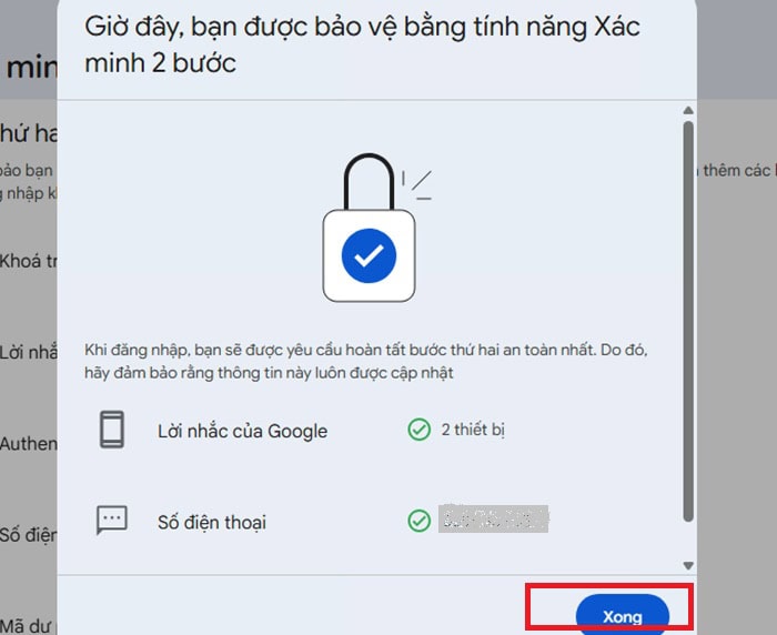 05+ Cách bảo mật Google Drive trên cả máy tính và điện thoại an toàn 7 Xác nhận Xong