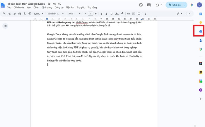 Hướng dẫn cách in các Task trên Google Docs nhanh chóng và chính xác 5 Mở Google Tasks