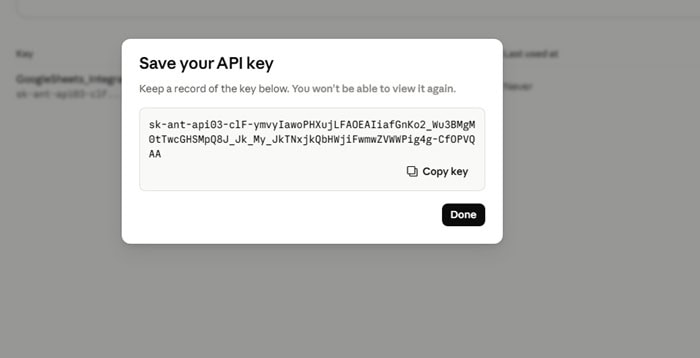 Google Sheets Claude là gì? Tổng quan, tính năng, cách dùng, lỗi dùng lưu ý 10 Lấy API Key từ Anthropic