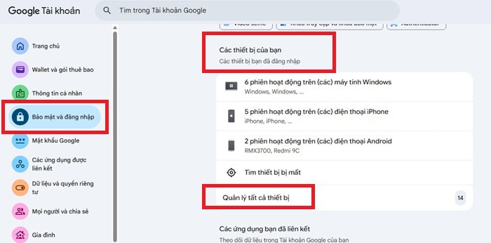 05+ Cách bảo mật Google Drive trên cả máy tính và điện thoại an toàn 8 Quản lý tất cả thiết bị