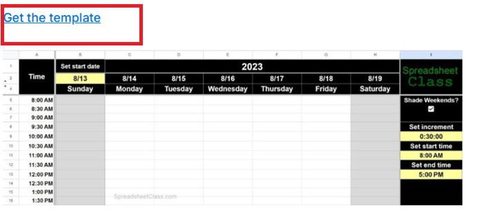 Khám phá mẫu lịch làm việc tuần trên Google Sheets & cách tự tạo cơ bản 11 thông báo Get the template