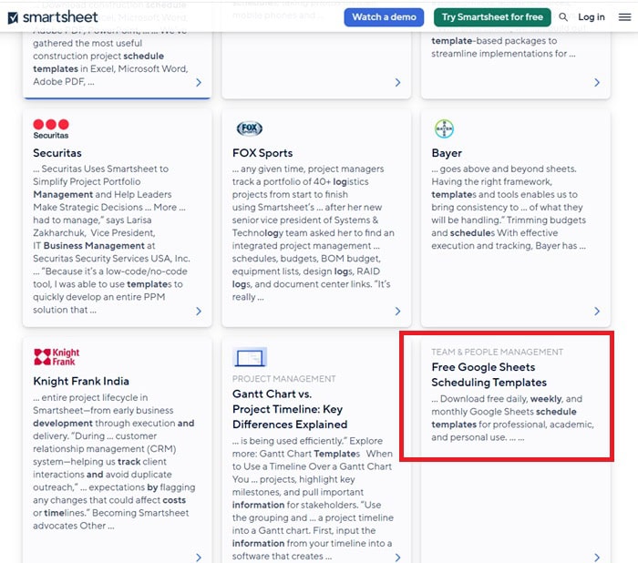 Khám phá mẫu lịch làm việc tuần trên Google Sheets & cách tự tạo cơ bản 13 Chọn mẫu dự án