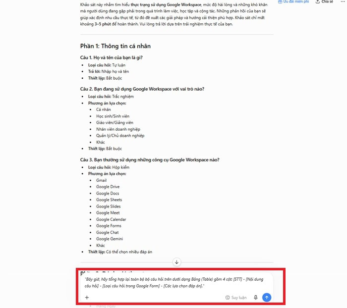 Hướng dẫn cách tạo Google Forms bằng ChatGPT nhanh, chuẩn từ A-Z 15 Yêu cầu ChatGPT định dạng