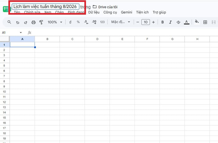 Khám phá mẫu lịch làm việc tuần trên Google Sheets & cách tự tạo cơ bản 16 Tạo tiêu đề