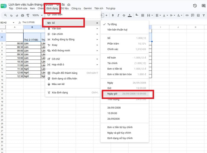 Khám phá mẫu lịch làm việc tuần trên Google Sheets & cách tự tạo cơ bản 25 Lỗi định dạng Ngày