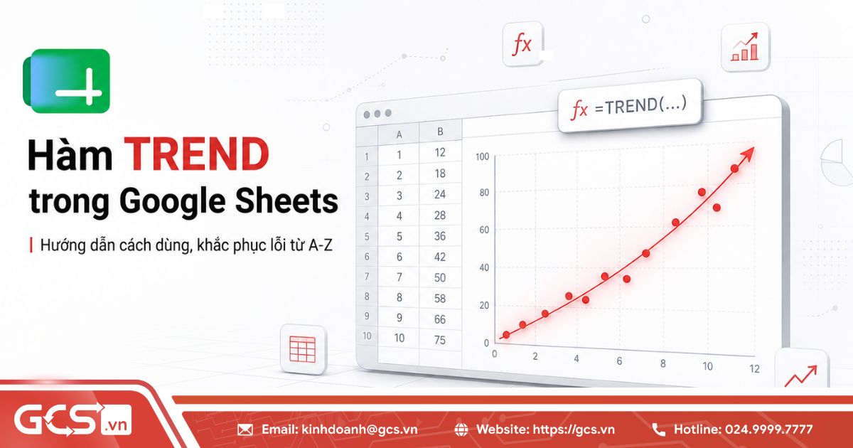 Hàm TREND trong Google Sheets| Hướng dẫn cách dùng, khắc phục lỗi từ A-Z 15 ham trend trong google sheets