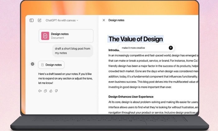 So sánh Gemini Canvas vs ChatGPT Canvas: Nên chọn AI nào cho công việc? 6 ChatGPT Canvas