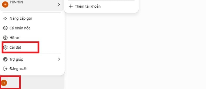Tải tệp Google Drive lên ChatGPT: Hướng dẫn chi tiết từ A-Z 6 chọn vào Cài đặt.