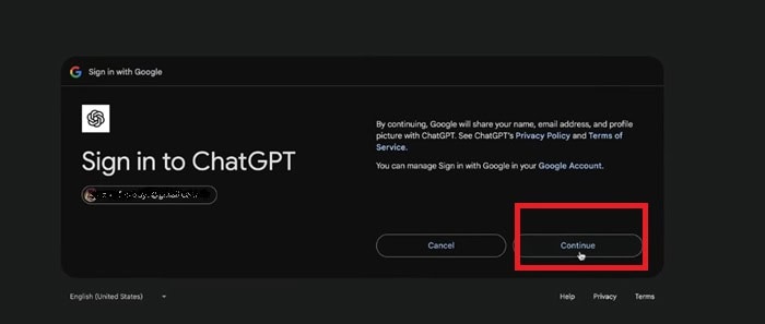 Tải tệp Google Drive lên ChatGPT: Hướng dẫn chi tiết từ A-Z 9 nhấn Tiếp tục